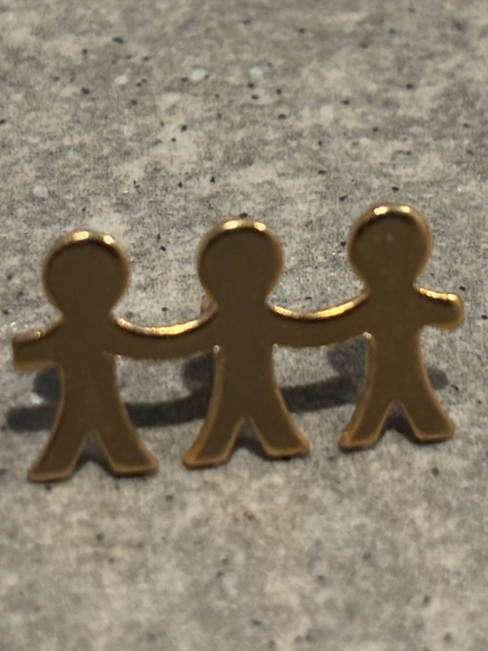 Goldtone Triple Figure Logo Pin Children Kids